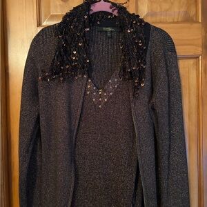 Elegant Brown Sparkle Sweater with Sequin Details